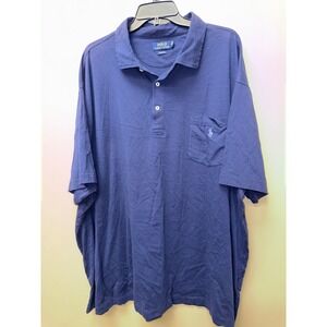 Polo Ralph Lauren Mens 4XB Navy Blue Classic Fit Cotton Jersey Pocket Polo Shirt